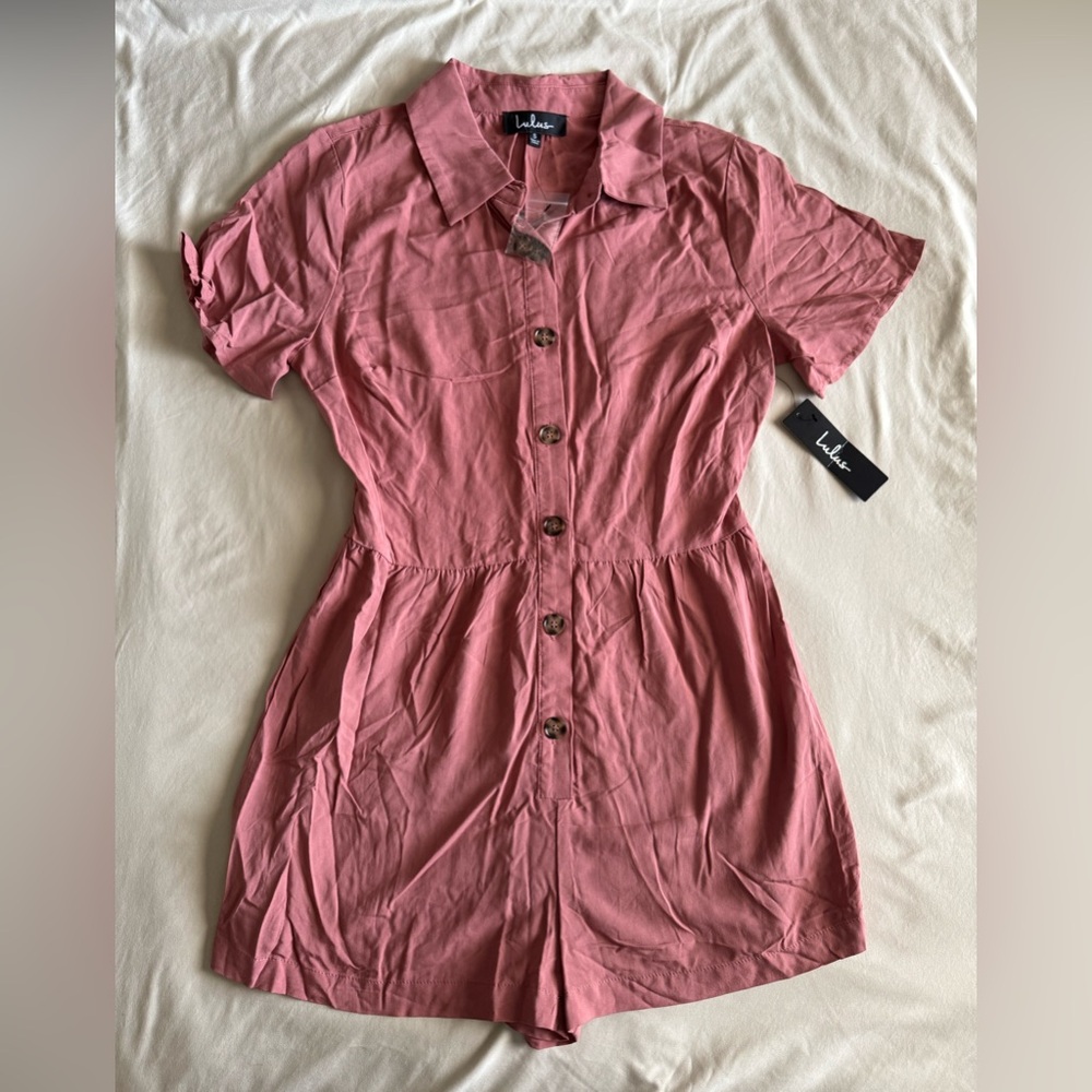 Lulus pink collared romper